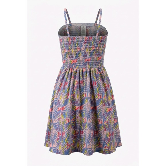 BCBGirls Other - BCBGIRLS Girls‎ Tropical Palm Print Smocked Bodice Sundress Blue Pink Size 12